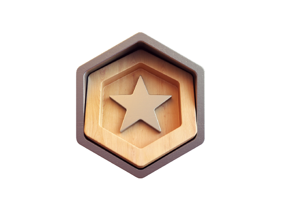 Wooden star academy badge